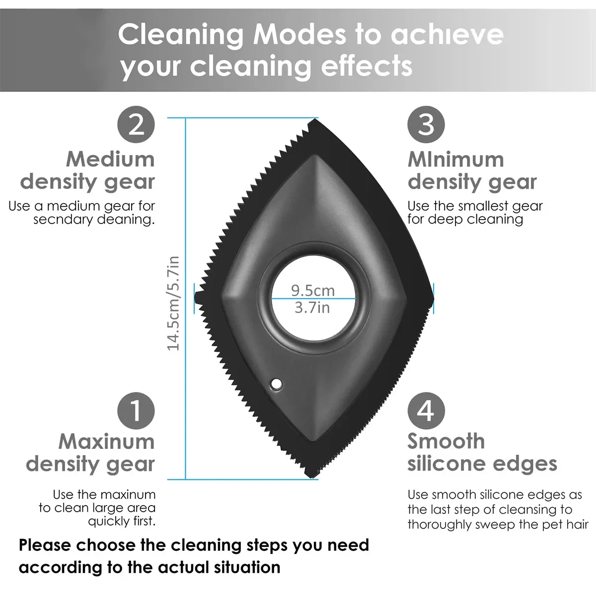Escova Removedora de Pelos para Cães e Gatos de ABS e Silicone com 4 Modos - Imagem 2