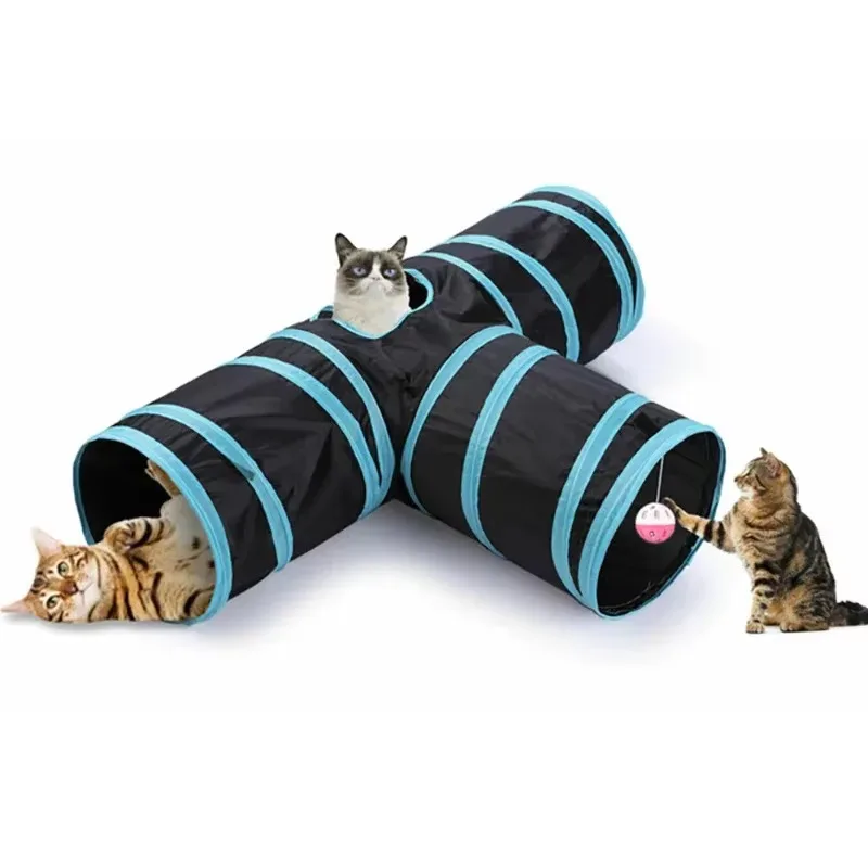 Túnel para Gatos 3 Vias Dobrável de Pano Oxford com Sino - Imagem 6