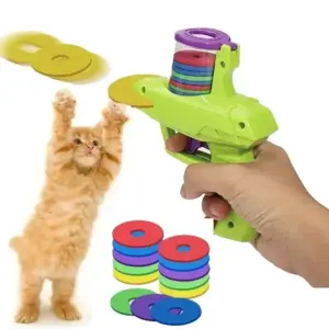 brinquedo lançador de discos para cães e gatos