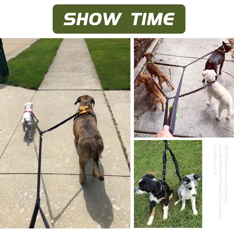 Guia Dupla para Cães com Corda Elástica para Treino ao Ar Livre - Imagem 6