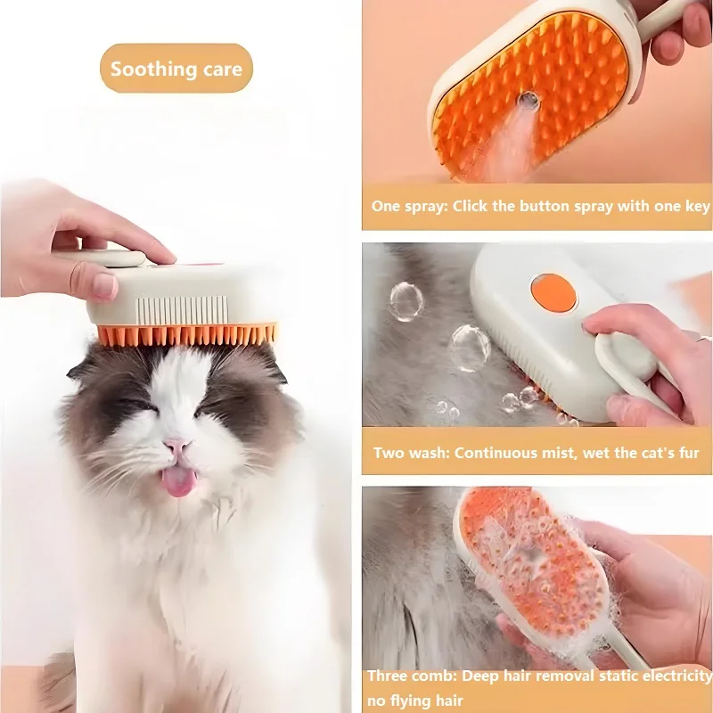 Escova a Vapor para Cães e Gatos de Pelo Curto - Imagem 2