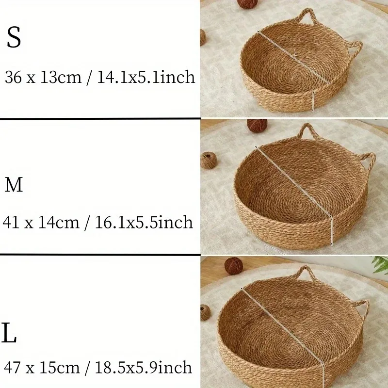 Cama para Gatos de Papel Trançado com Almofada Removível Lavável - Image 4