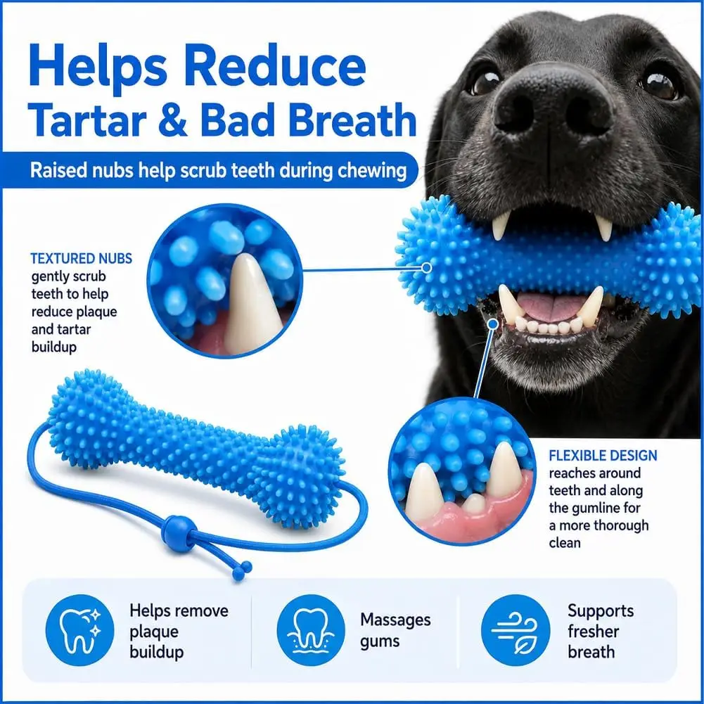 Brinquedo Dental para Cães Reutilizável de Ação Dupla para Mastigar - Imagem 4