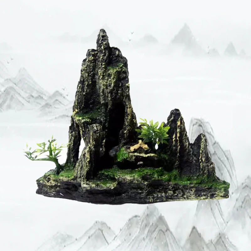 Decoração de Aquário Montanha Rocha Resina com Caverna Ampla - Imagem 4