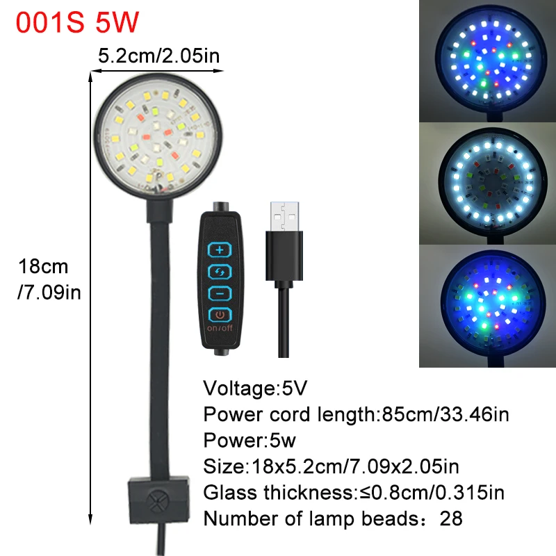 lâmpada LED USB para aquário