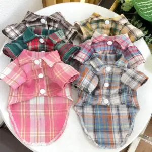 camisa xadrez para cães e gatos