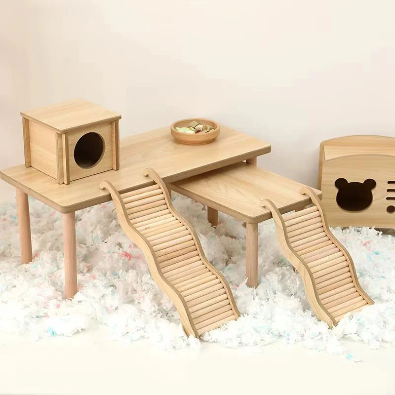 Casa de Madeira para Hamster com Escada e Ponte para Gaiola - Imagem 2