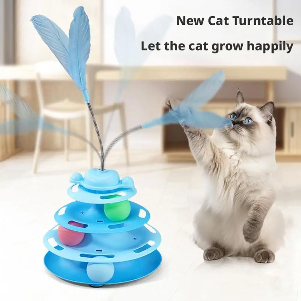 Brinquedo para Gato Torre Rotativa de Plástico com 3 Camadas e Bola - Imagem 6