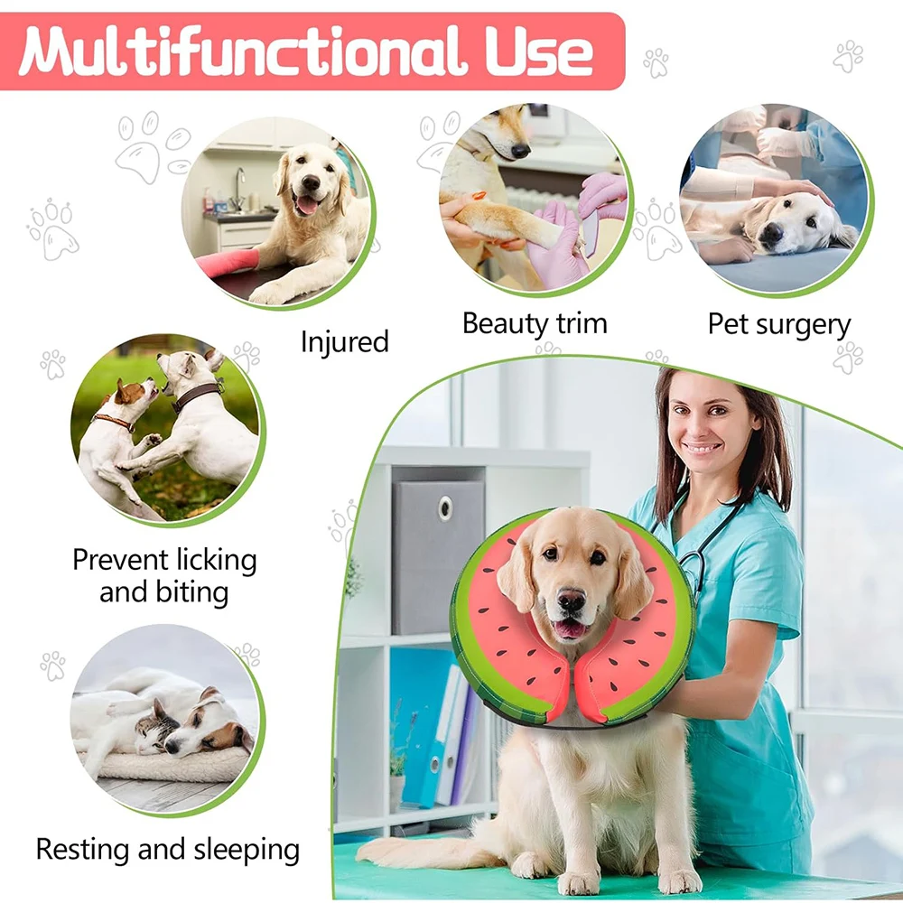 Coleira Inflável para Cães e Gatos Pós-Cirurgia Ajustável Rosa - Imagem 6