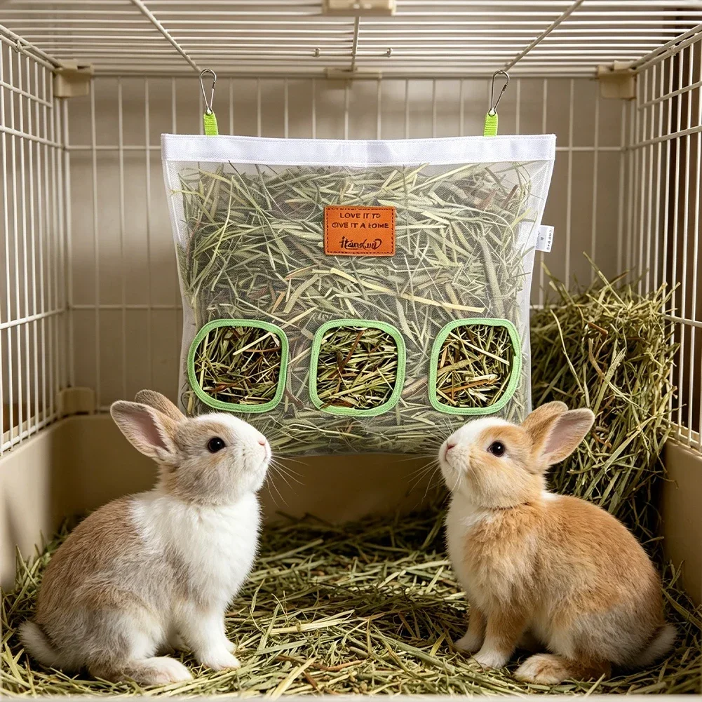 Saco de Feno para Coelhos e Porquinhos-da-Índia 2 Furos com Fixação em Gaiola - Imagem 3