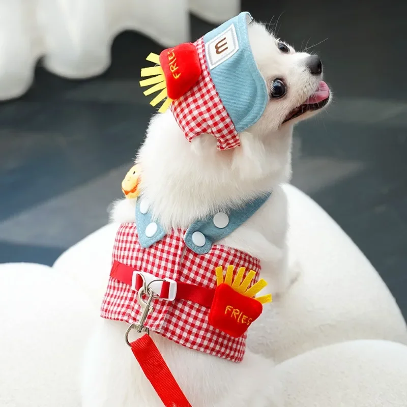 Coleira e Guia para Cães com Chapéu, Cor Vermelho, 3 Peças - Imagem 3