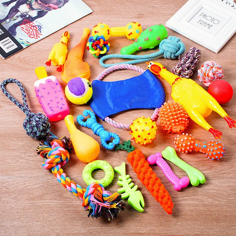 Kit Brinquedo para Cães com Bola, Osso e Corda para Morder - Imagem 2