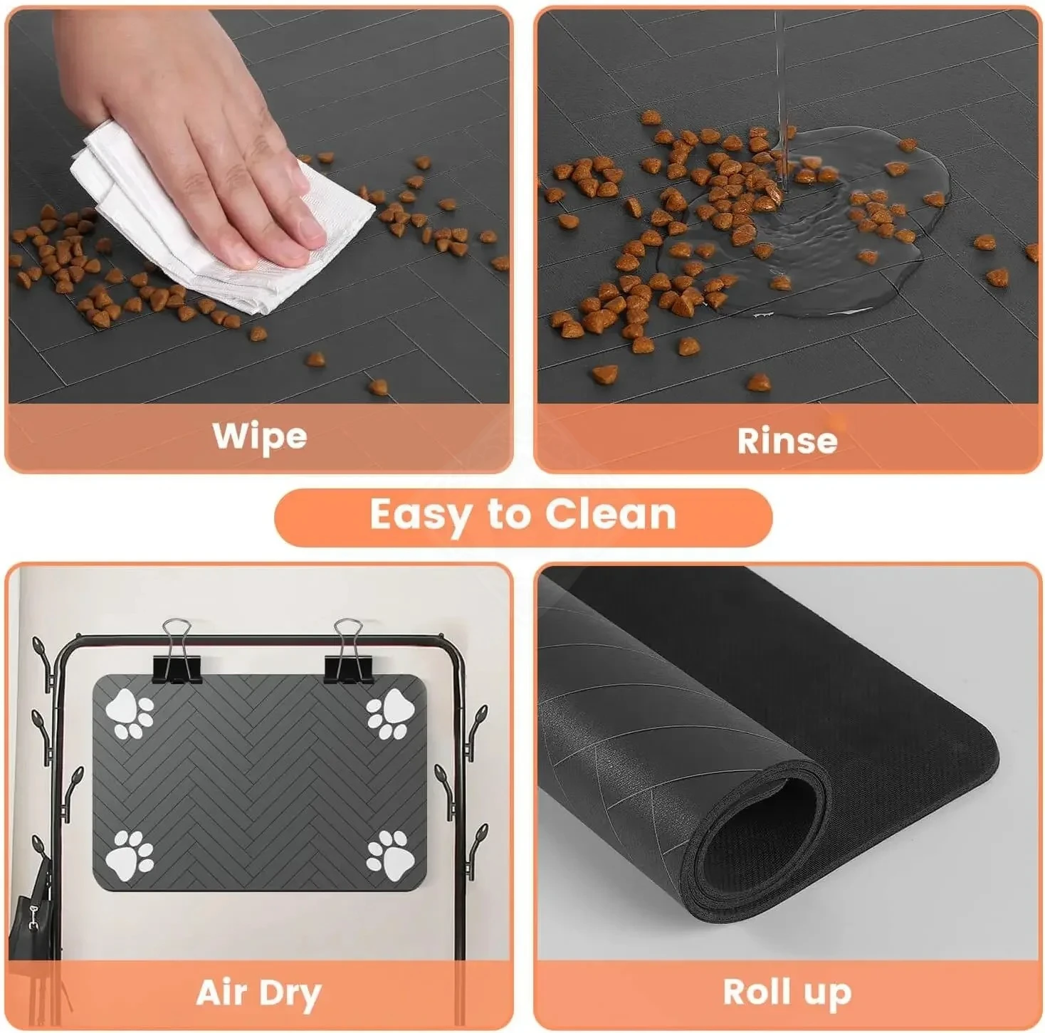 Tapete para Comedouro de Gatos e Cães com Base Impermeável Antiderrapante - Imagem 3