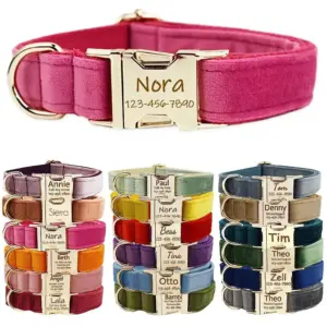 coleira de veludo personalizada para cães