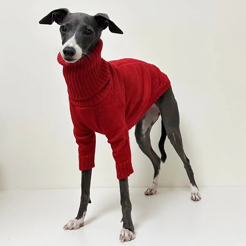 Suéter para Galgo Italiano Gola Alta Vermelho de Malha - Imagem 3