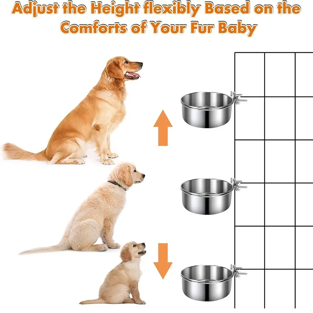Comedouro Suspenso para Cães e Gatos de Aço Inoxidável 10x4.5cm para Gaiola - Image 2