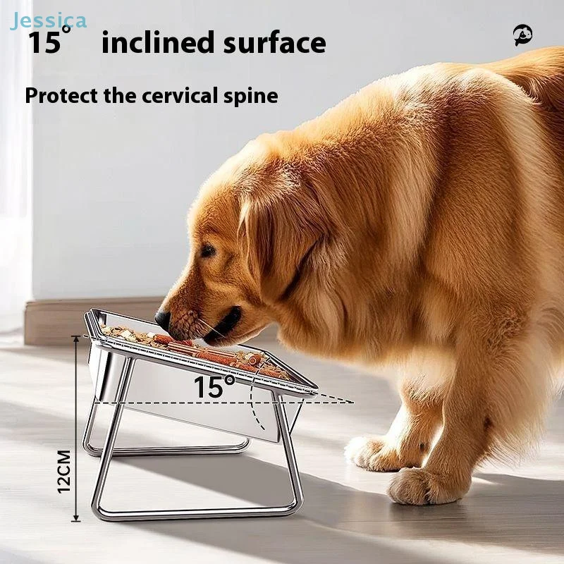Comedouro Duplo para Cães e Gatos de Aço Inoxidável Antiderrapante - Image 5