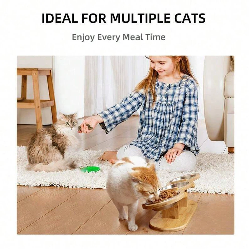 Comedouro Triplo para Gatos e Filhotes com 3 Tigelas de Aço Inox - Imagem 6