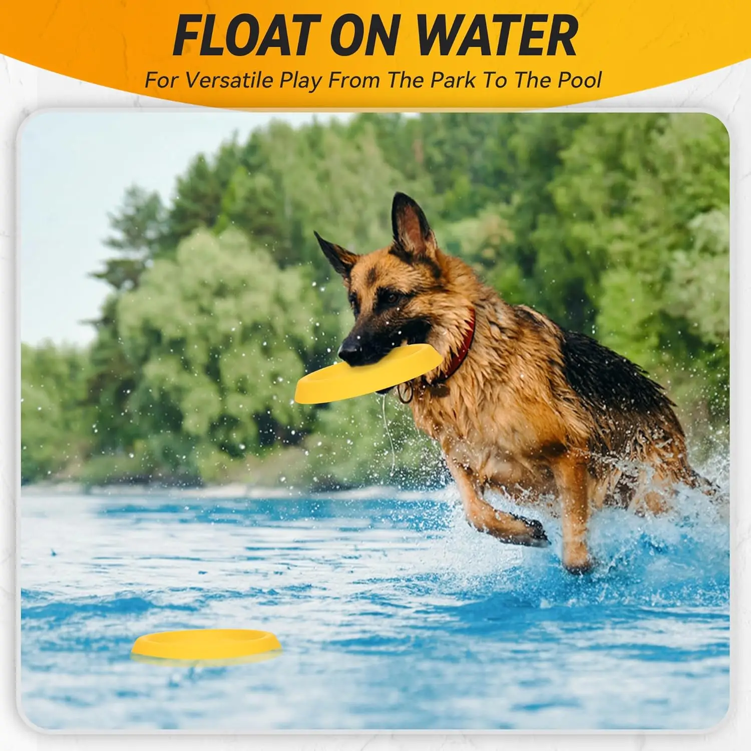 Disco Voador para Cães de Espuma EVA Flutuante Amarelo Visível - Image 3