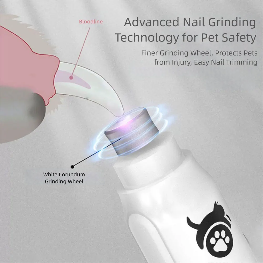 Aparador de Unhas Elétrico para Cães e Gatos Recarregável USB, 3 Velocidades - Imagem 4