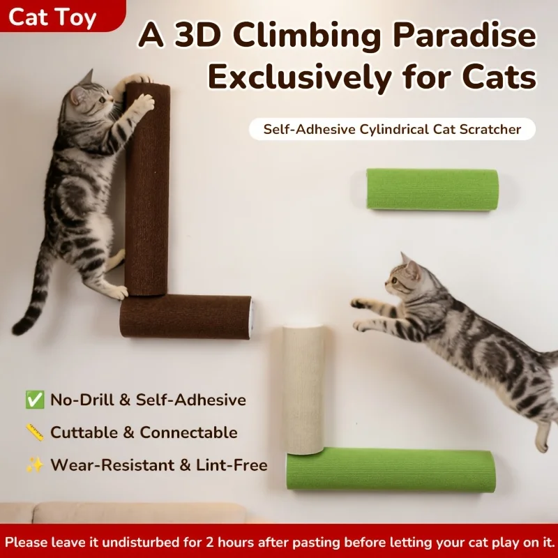 Arranhador Adesivo para Gatos Montado na Parede com Economia de Espaço - Imagem 6