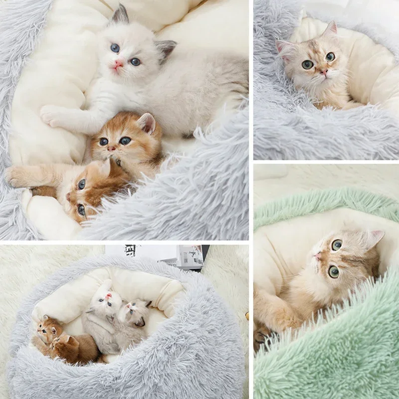 Cama Toca para Gatos e Cães Pequenos de Pelúcia Lavável - Image 4