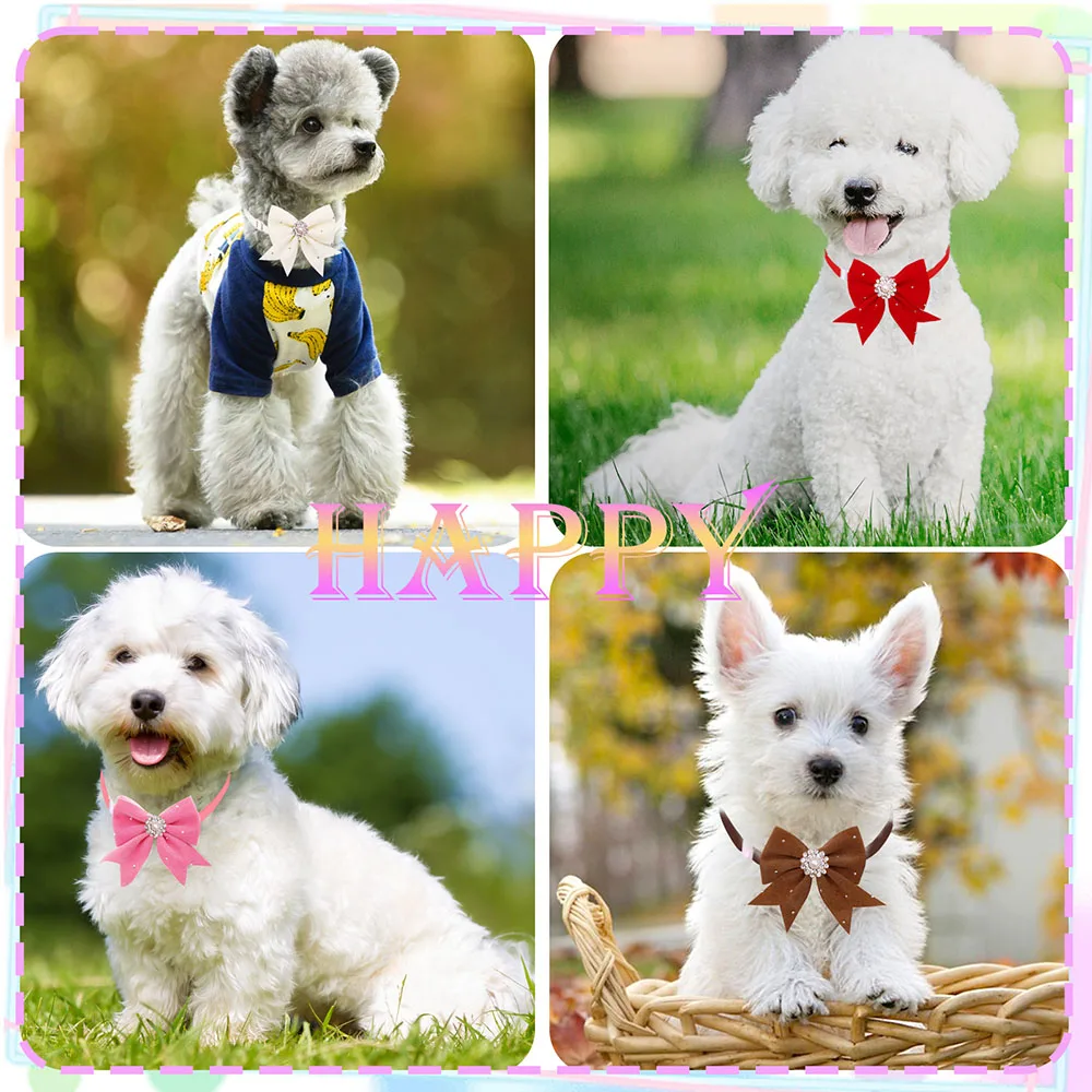 Gravata Borboleta para Cães e Gatos com Pérolas Ajustável (30 peças) - Imagem 3