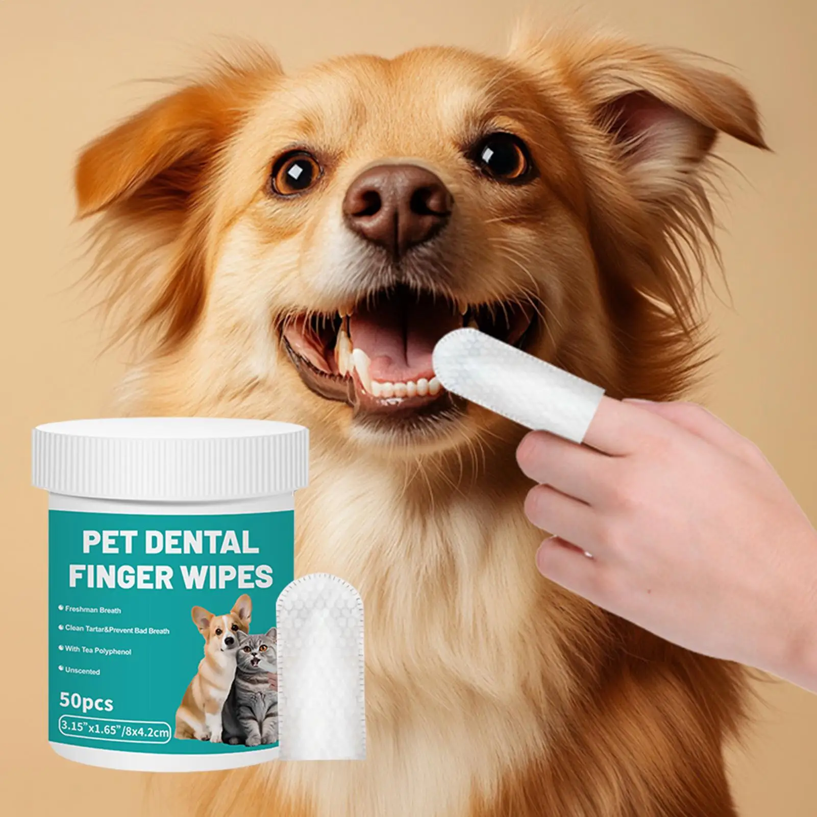 Lenços de Dedo Dental para Cães e Gatos 50 unidades Descartáveis - Imagem 3