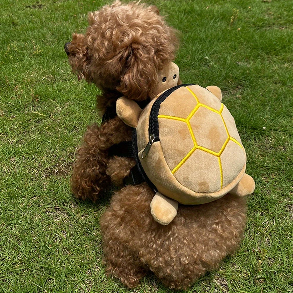 Mochila para Cães Pequenos de Pelúcia em Formato de Tartaruga Ajustável - Imagem 2