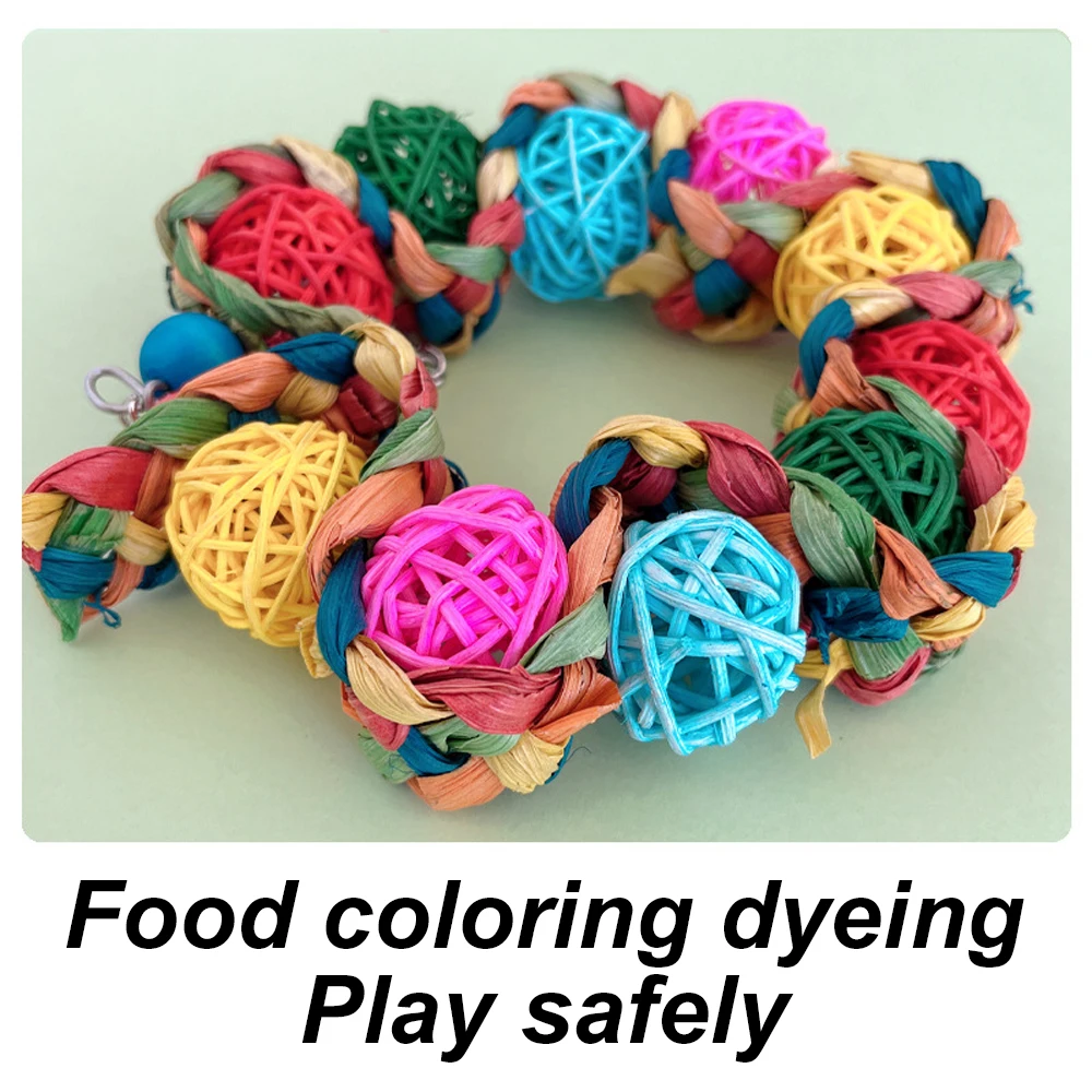 Brinquedo de Rattan para Pássaros Bola com Suporte para Gaiola - Imagem 5