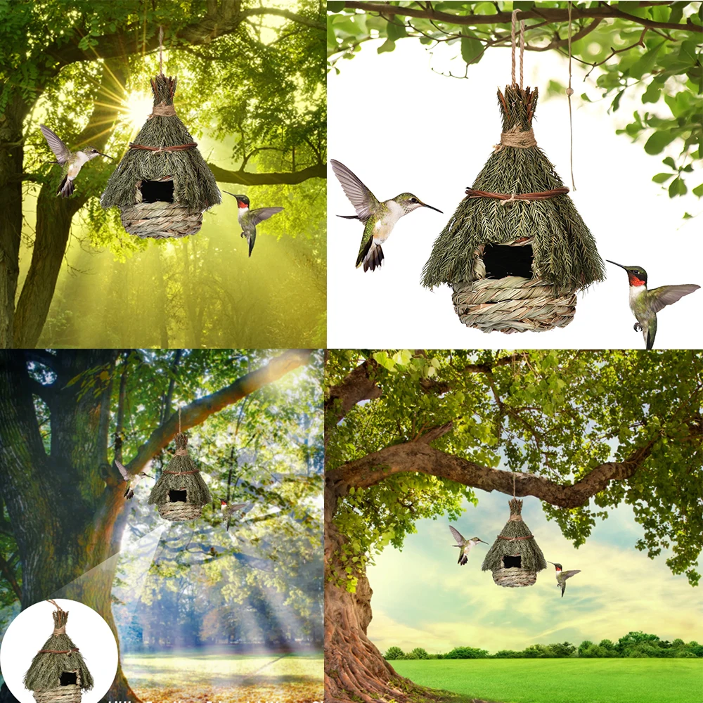 Casinha de Pássaros de Grama Natural para Jardim e Janela - Imagem 5