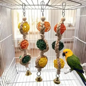 brinquedo bola de videira para pássaros