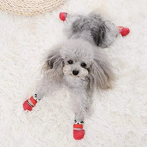Meias Antiderrapantes para Cães de Borracha e Tricô com Solado Impermeável - Imagem 4