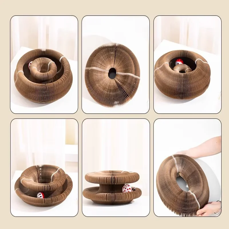 Brinquedo Arranhador para Gatos de Papelão Ondulado com Bola - Imagem 6