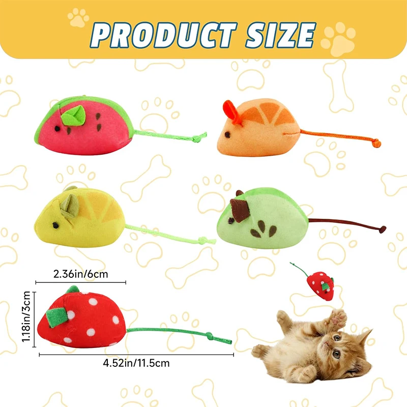 Conjunto 5 Brinquedos Interativos para Gatos em Forma de Frutas - Imagem 2