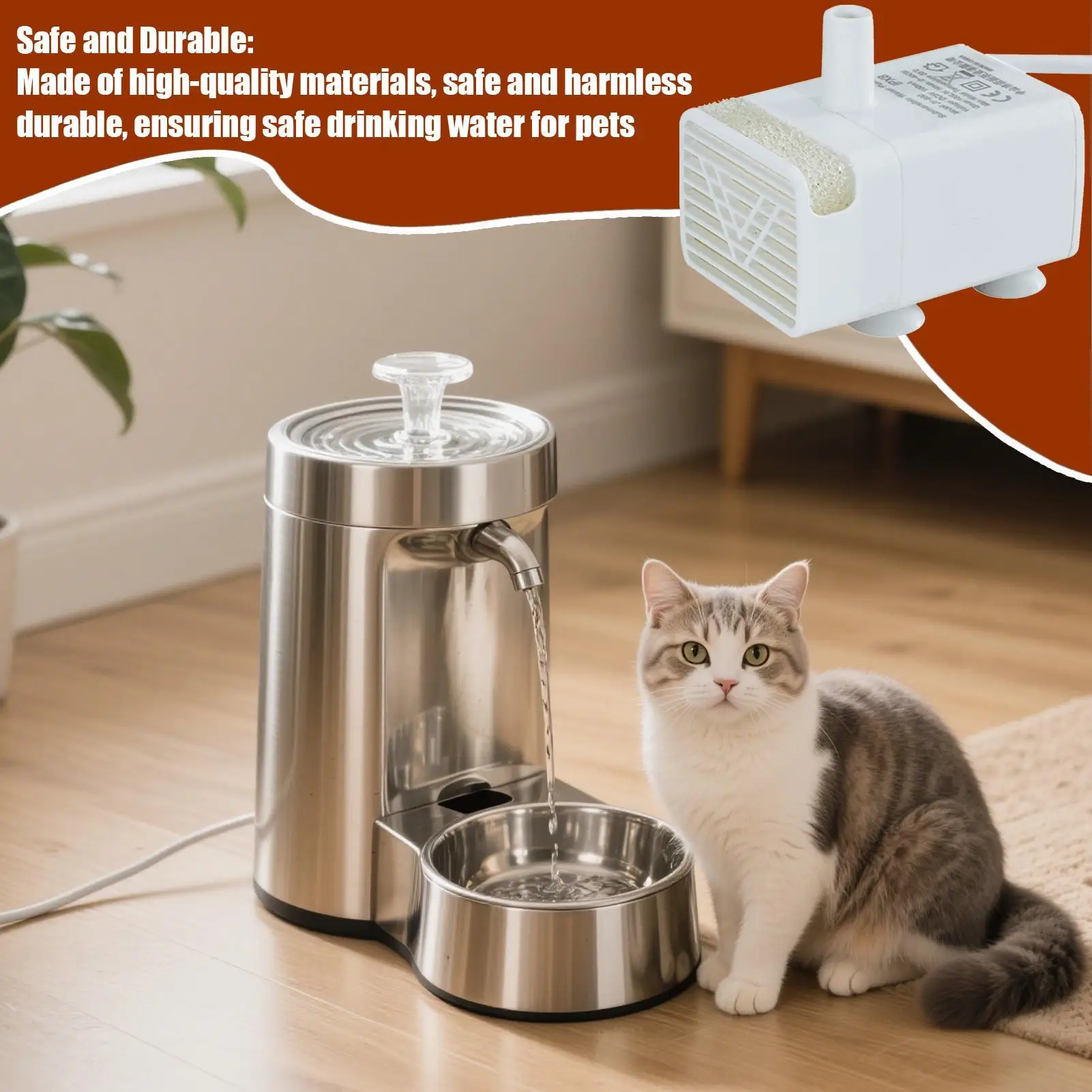 Bomba Submersível para Fonte de Água USB para Gatos Silenciosa - Image 4