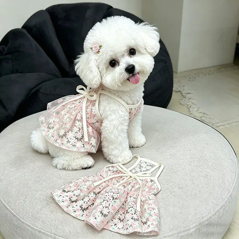 Vestido para Cães de Fibra de Poliéster Respirável Estampado Cereja - Image 3