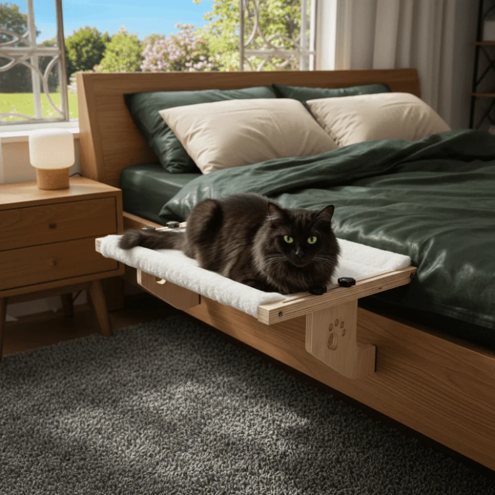 Cama Suspensa para Gatos em Madeira para Janela 50x38 cm - Imagem 2