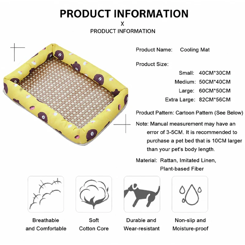 Tapete Refrescante de Linho com Rattan para Cães e Gatos Lavável - Image 6
