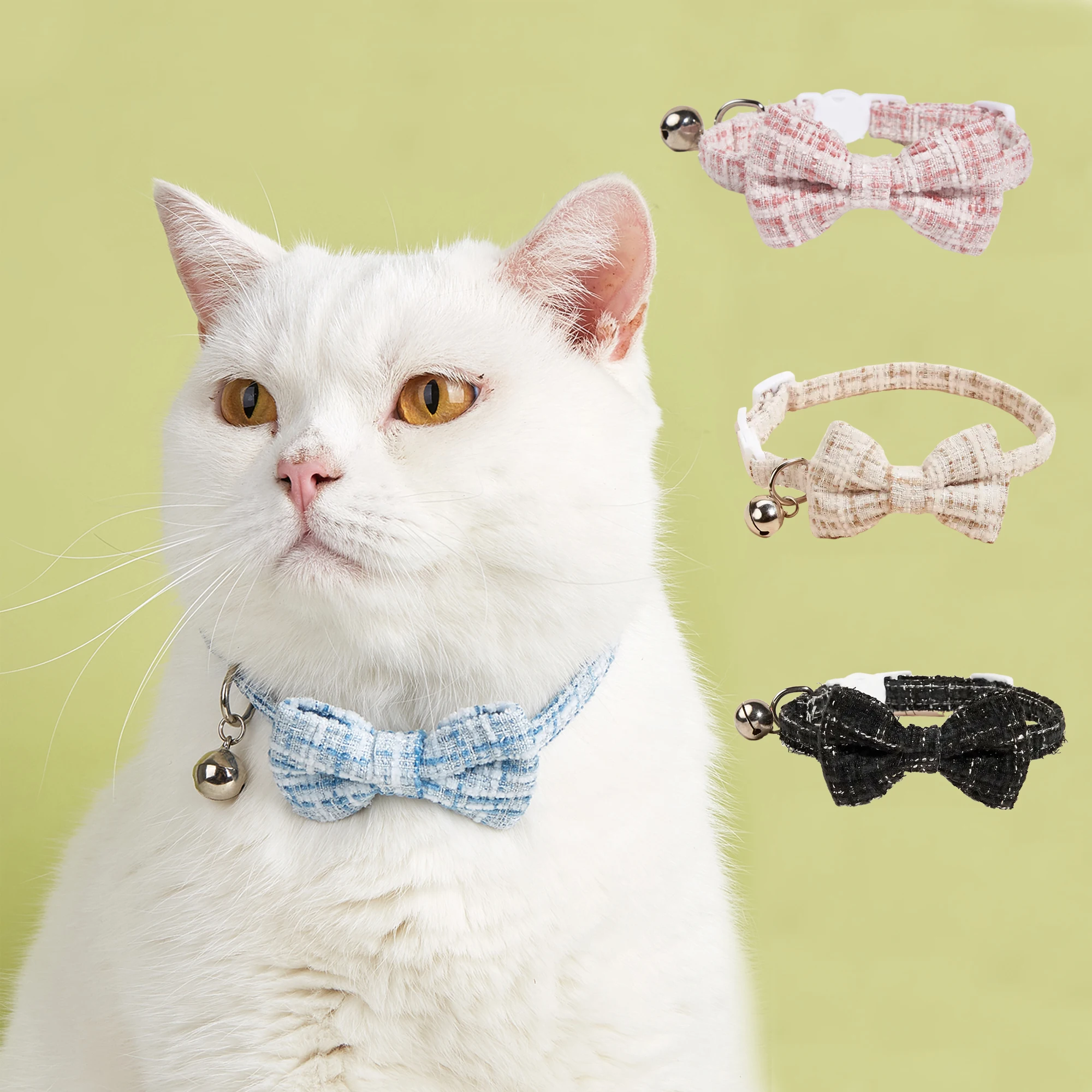 coleira para gatos com laço e sino