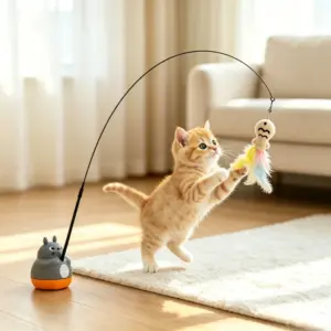 varinha de brincar para gatos com base rotativa