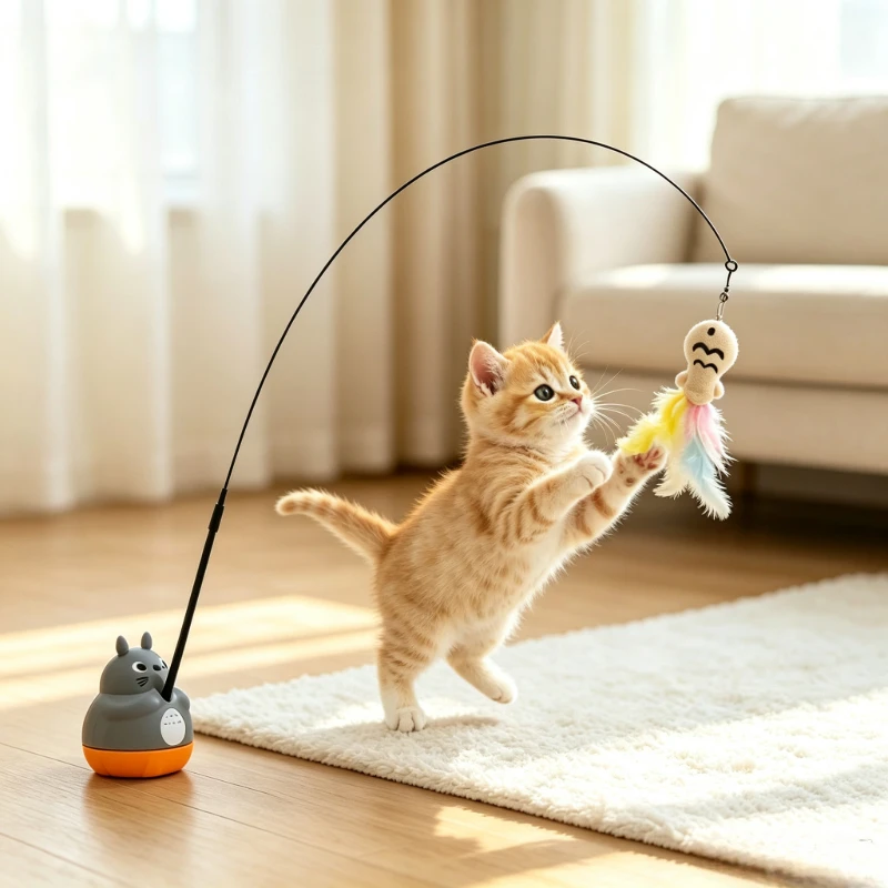 varinha de brincar para gatos com base rotativa