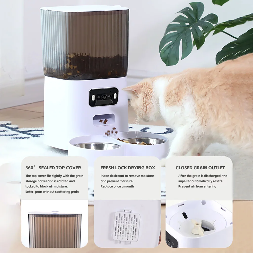 Alimentador Automático para Cães e Gatos 5L com Câmera Visão Noturna - Imagem 5