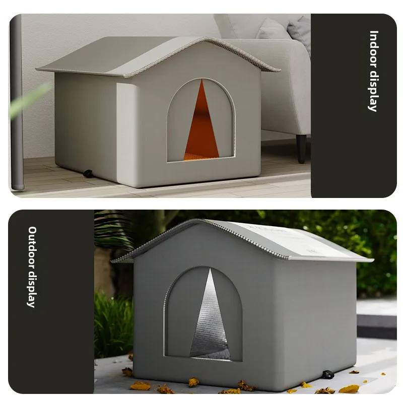 Casinha para Cães Pequenos e Gatos de Pelúcia Impermeável Dobrável - Imagem 5