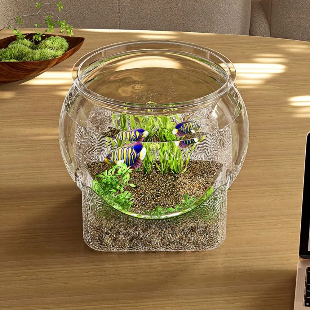 Aquário Redondo Transparente para Peixes Dourados com Tampa Removível - Imagem 2