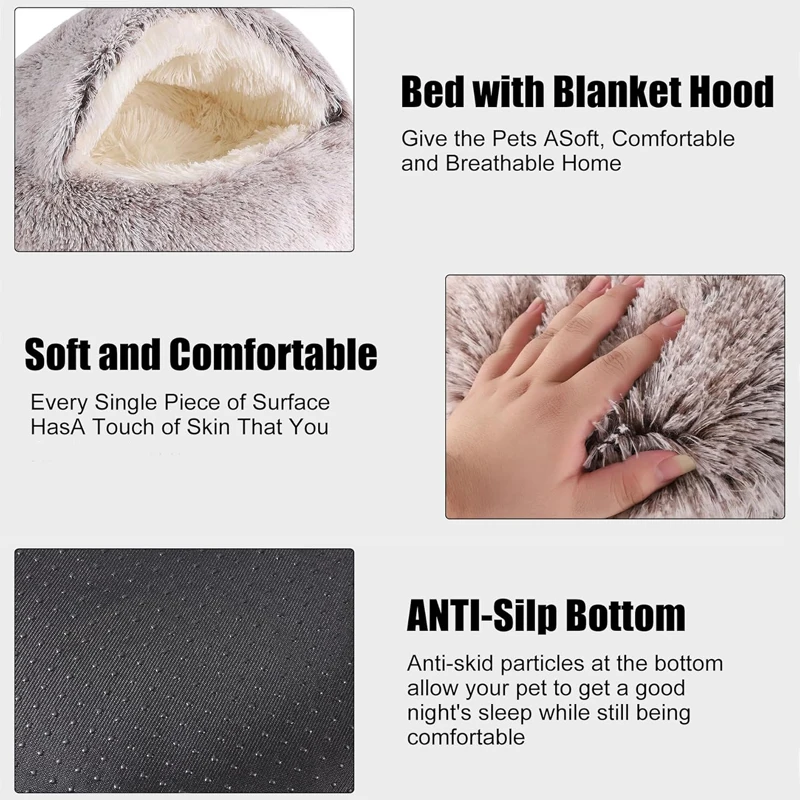 Cama Sofá para Gatos e Cães Pequenos de Pelúcia com Capa Removível - Image 3