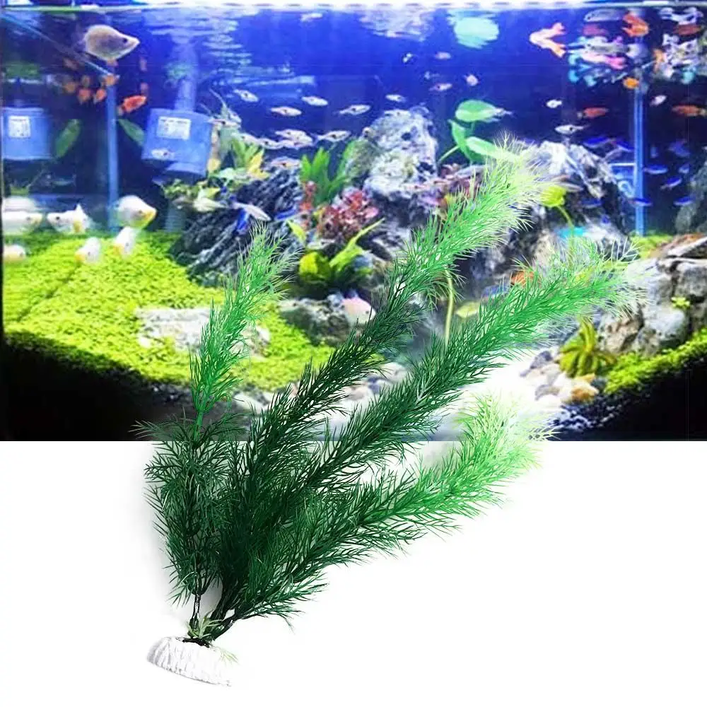 Planta Artificial para Aquário Verde de Plástico Textura Realista - Imagem 2