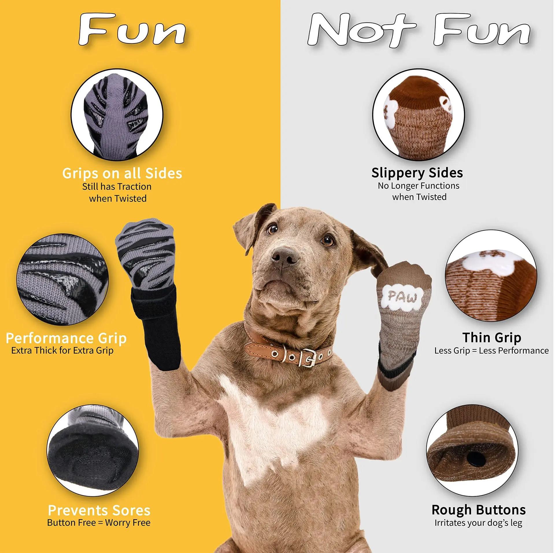 Meias Antiderrapantes para Cães Pequenos 4 Peças com Alças - Image 4