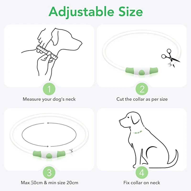 Coleira LED para Cães e Gatos Recarregável USB Cortável 50 cm - Imagem 6