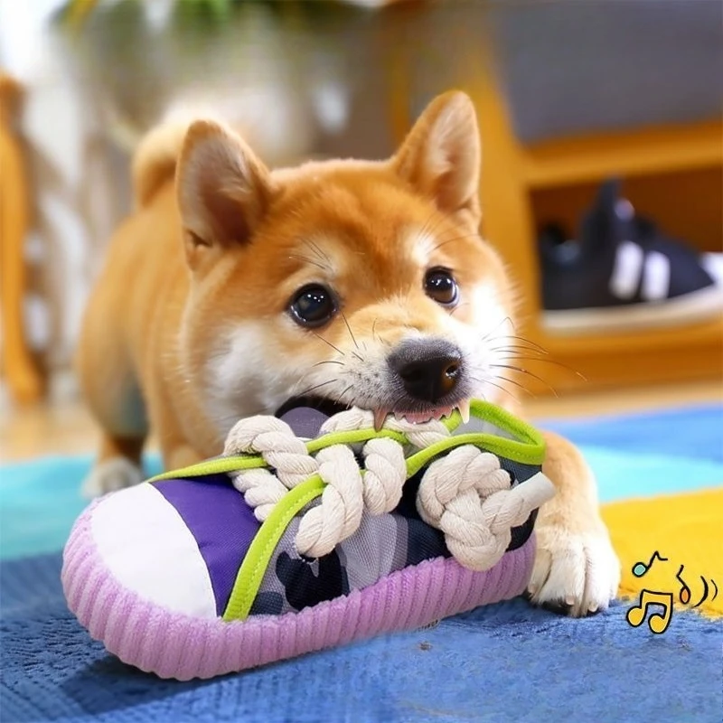 Brinquedo de Mastigar para Cães em Formato de Chinelo com Corda - Imagem 3